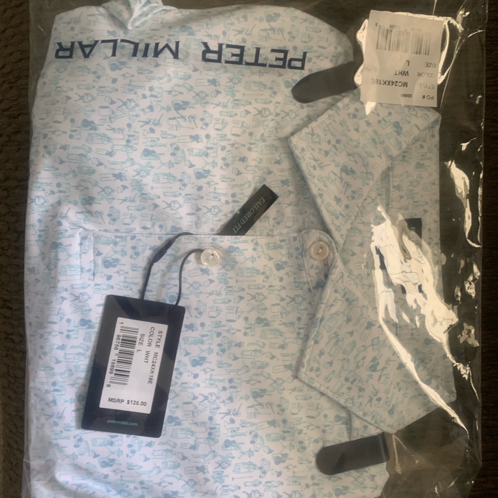 NWT Peter Millar "prohibition" golf shirt.  Size Large tailored fit